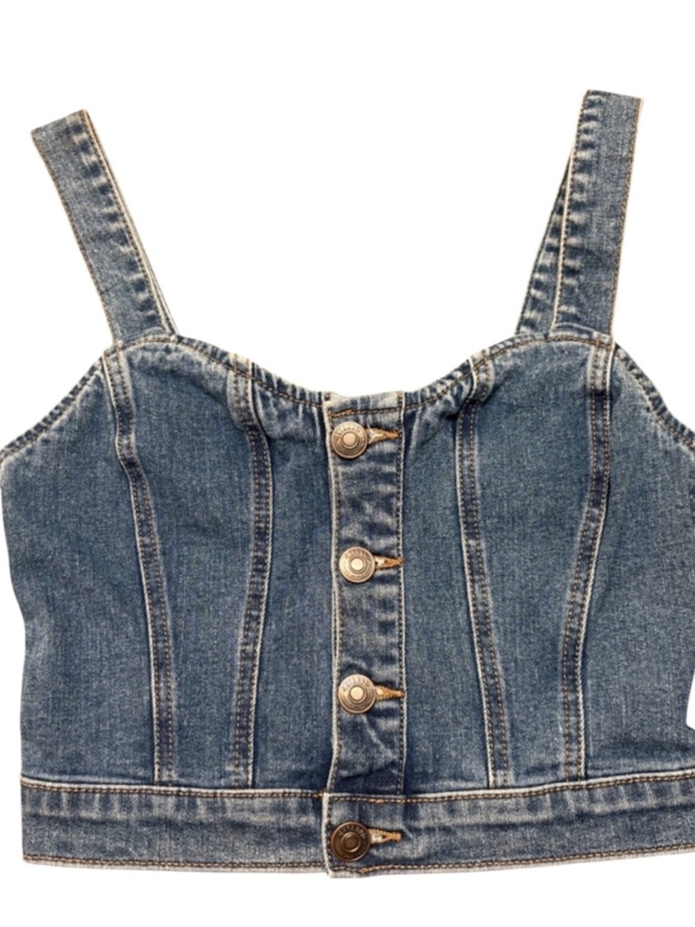 Shyanne Denim Corset Crop Top XS Button Front Western Chic Fitted